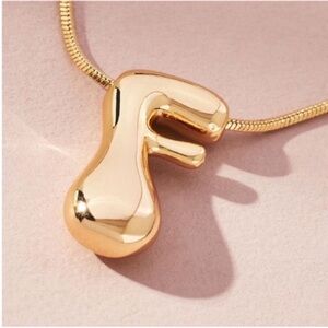 New! Gold Bubble Monogram Initial Letter Necklace NWOT